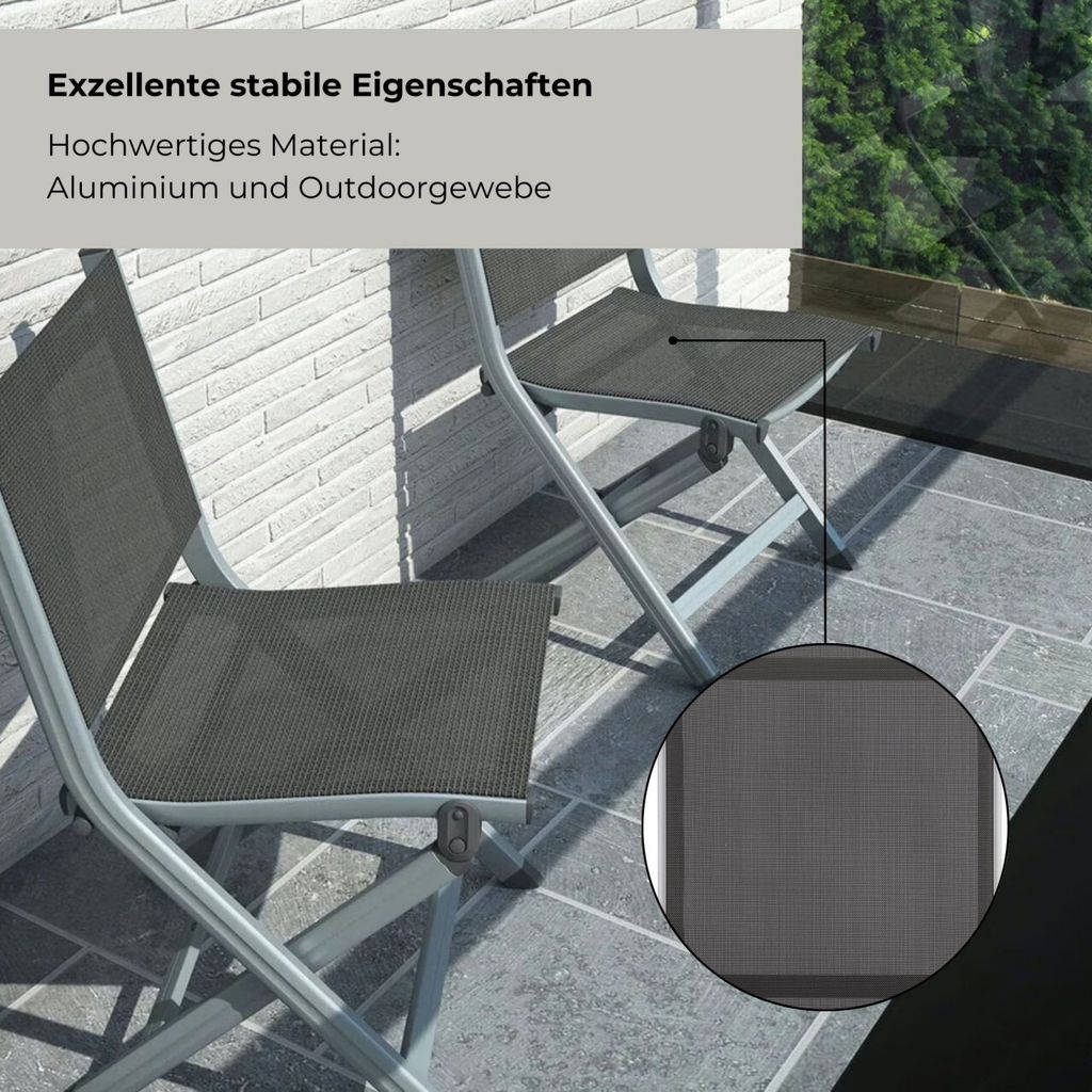 KETTLER Basic Plus Balkonklappstuhl, silber/anthrazit