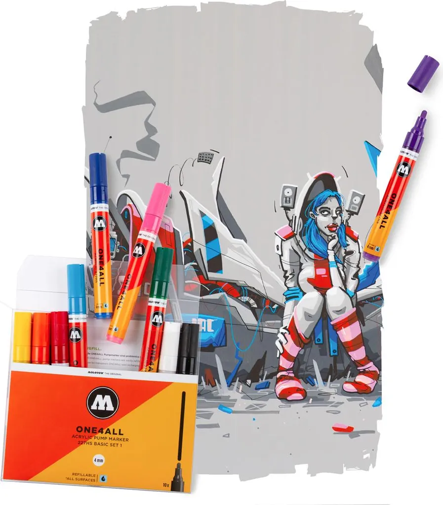Kit 10 Marqueurs Molotow ONE4ALL 227HS 4mm pour Customisation et Art - 8