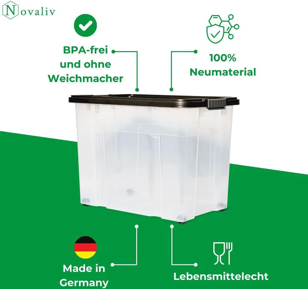 Bac de Rangement Plastique 80L Empilable avec Couvercle Anthracite - 7