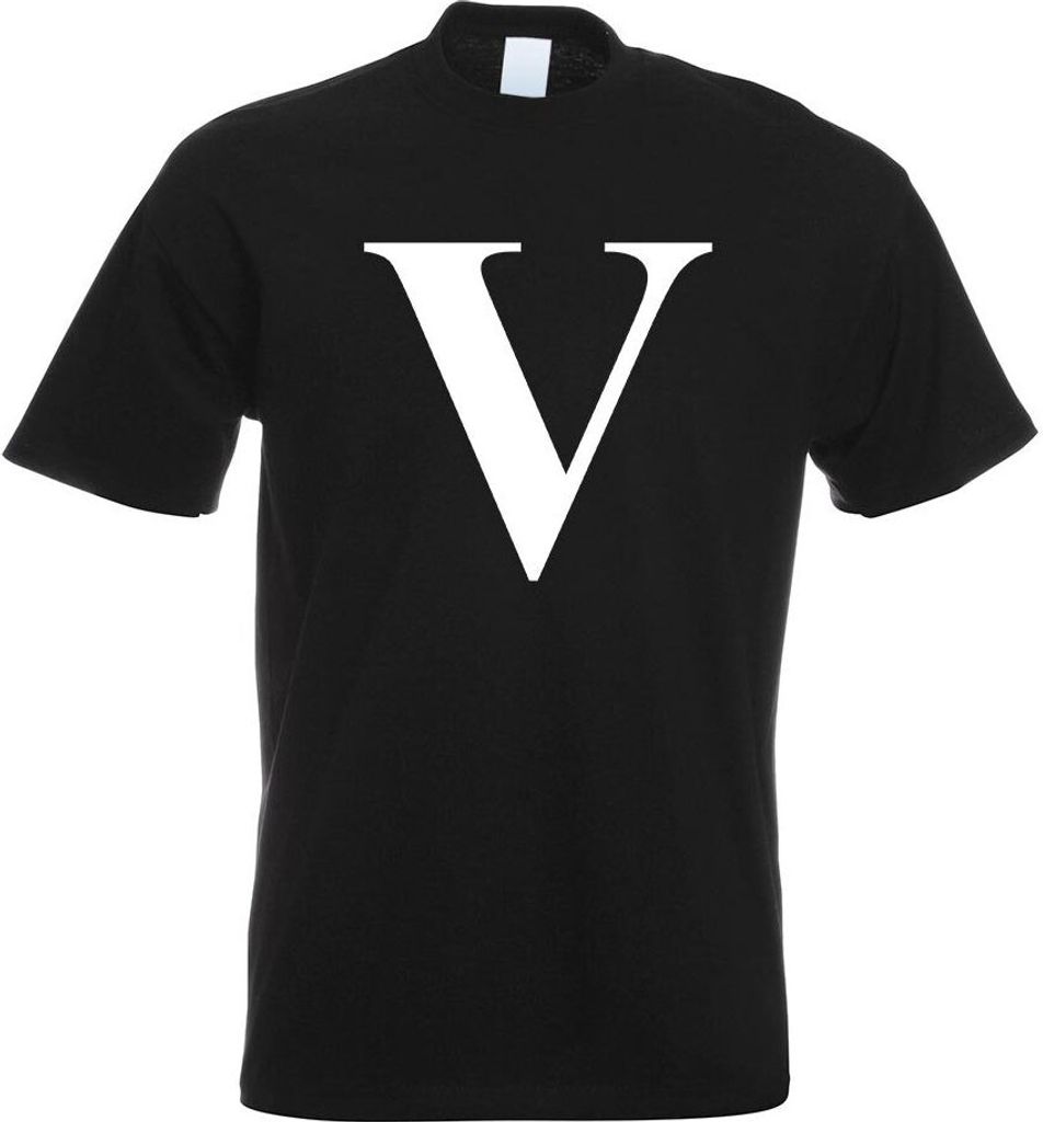 Kiwistar - T-Shirt - schwarz - Buchstabe V - Alphabet Motiv Bedruckt Funshirt Design Print - mit Motiv Bedruckt - Funshirt Design - Sport - Freizei...