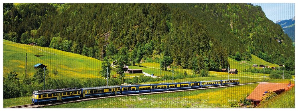 Wallario Duschmatte Antirutschmatte Badmatte Fußmatte Eisenbahn in einer Sommerlandschaft in der Schweiz, Größe ca. 180 x 65 cm