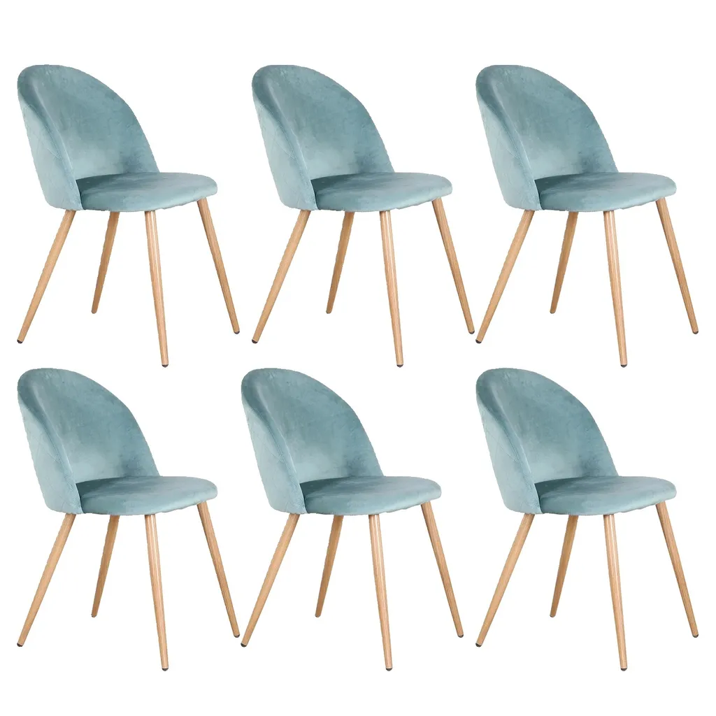 Chaise de salle à manger confortable en velours vert pour dîner