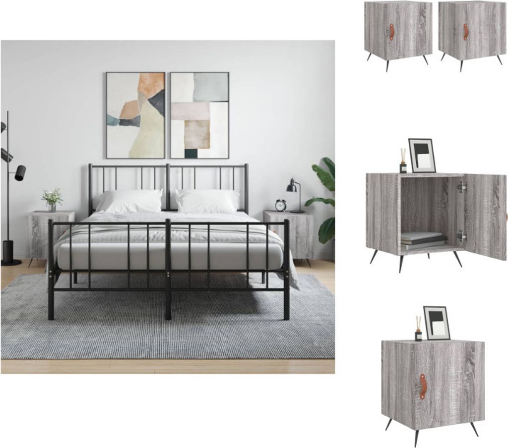 vidaXL Nachttische 2 Stk. Grau Sonoma 40x40x50 cm Holzwerkstoff - Nachttische