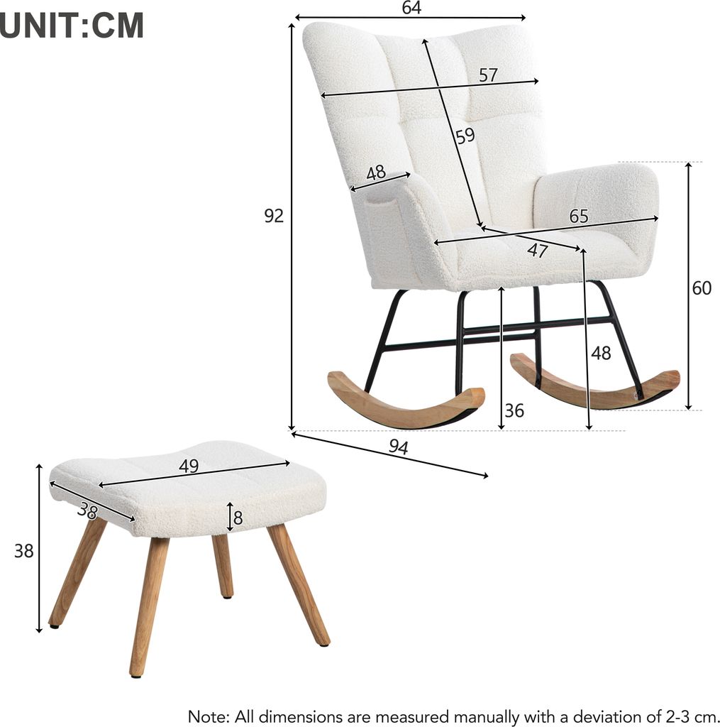 okwish Schaukelstuhl Sessel mit Fußhocker, Metallgestell Produktbild 7