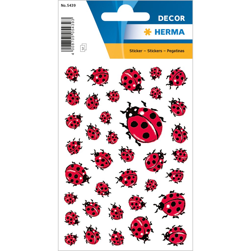 HERMA Sticker DECOR "Marienkäfer" 3 Blatt à 37 Sticker Produktbild 