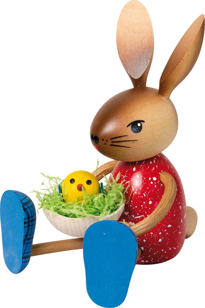 Drechslerei Kuhnert - Hasen mit langen Beinen - Mädchen mit Küken - die perfekte Osterdeko für jeden Haushalt - stehend ca. 19cm - aus Holz gefe...