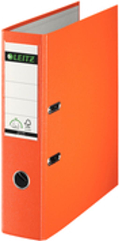 LEITZ Plastikordner, 180 Grad, DIN A4, 80 mm, orange ohne Kantenschutz, farbiger Einband aus Pappe, mit PP-Folie