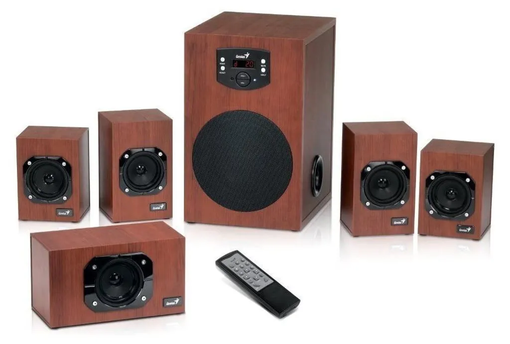 Kit Enceintes Bois Genius SW-HF 5.1 4600 pour Cinéma Maison et PC