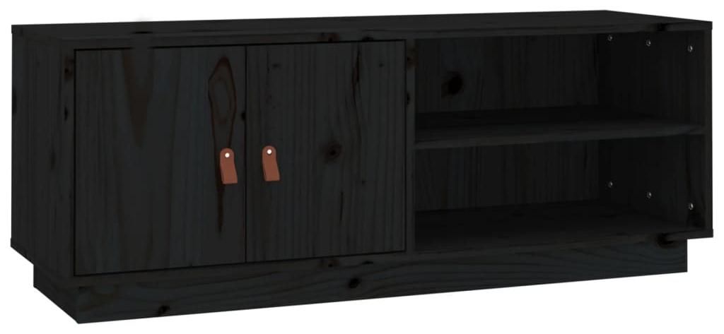 vidaXL TV-Schrank Schwarz 105x34x40 cm Massivholz Kiefer