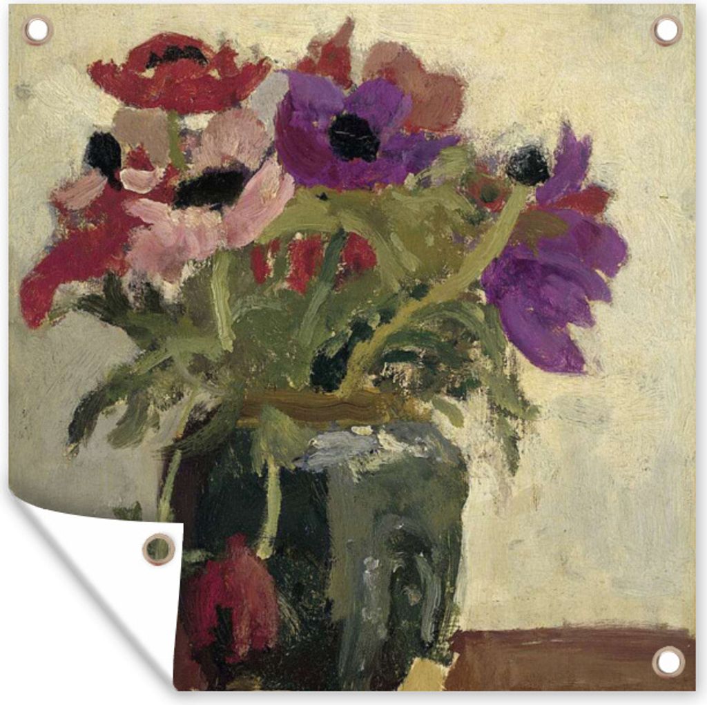 MuchoWow 50x50 cm Outdoor-Poster Gartendeko Sichtschutz Garten Poster für den Garten Ingwerglas mit Anemonen - Georg Hendrik Breitner
