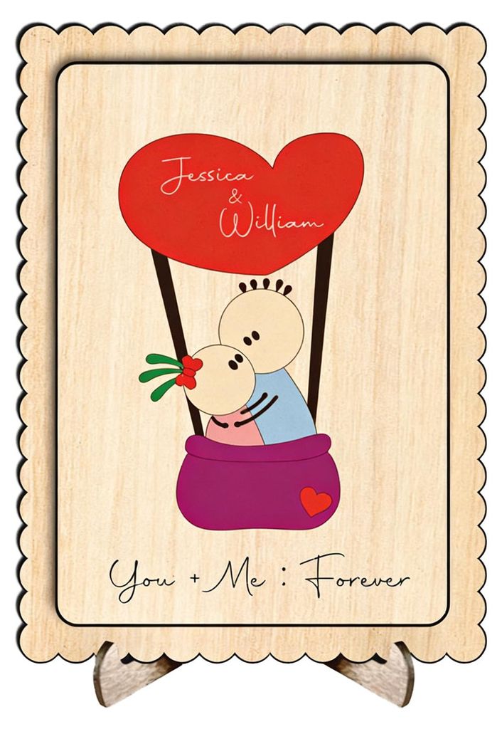 Tischschild „Paar“ aus Holz mit Ständer, rustikales Landhaus-Motiv, Cartoon-Paar-Dekoration, Valentinstag, Jahrestag, Hochzeit, Partydekoration