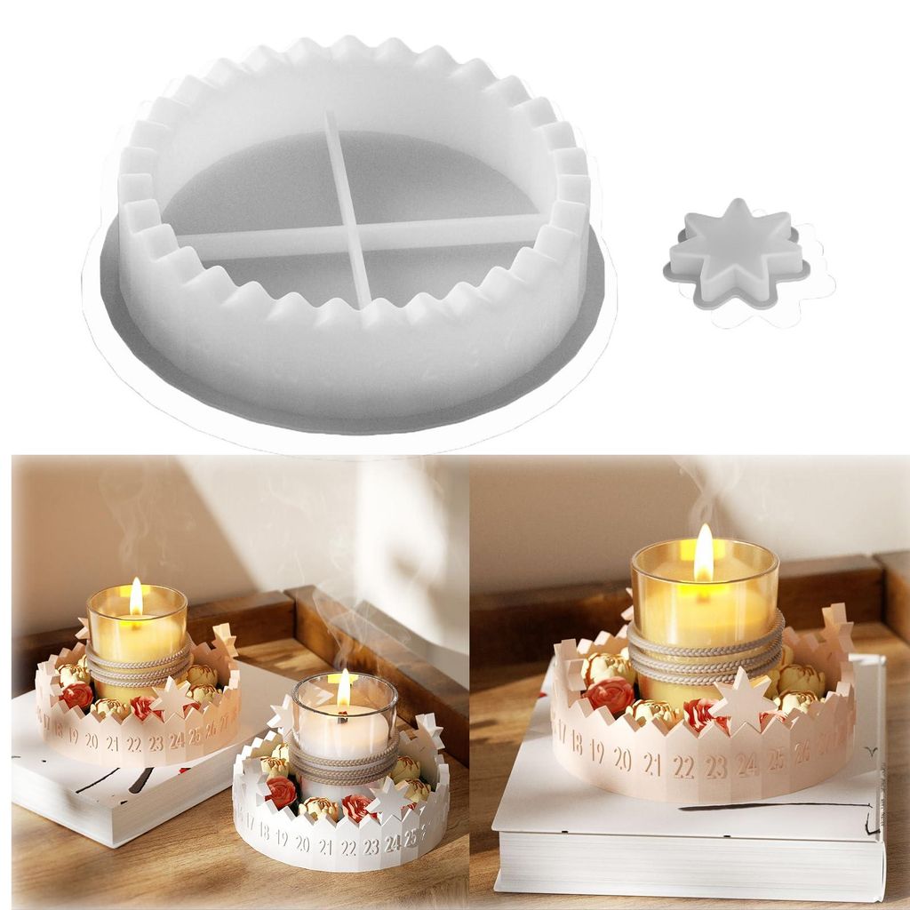 Silikonformen zum Gießen von Adventskränzen, Adventskalender-Kerzenhaltern, DIY-Kerzenformen, Gipsformen zum Gießen von Weihnachtsgeschenken (1-31)