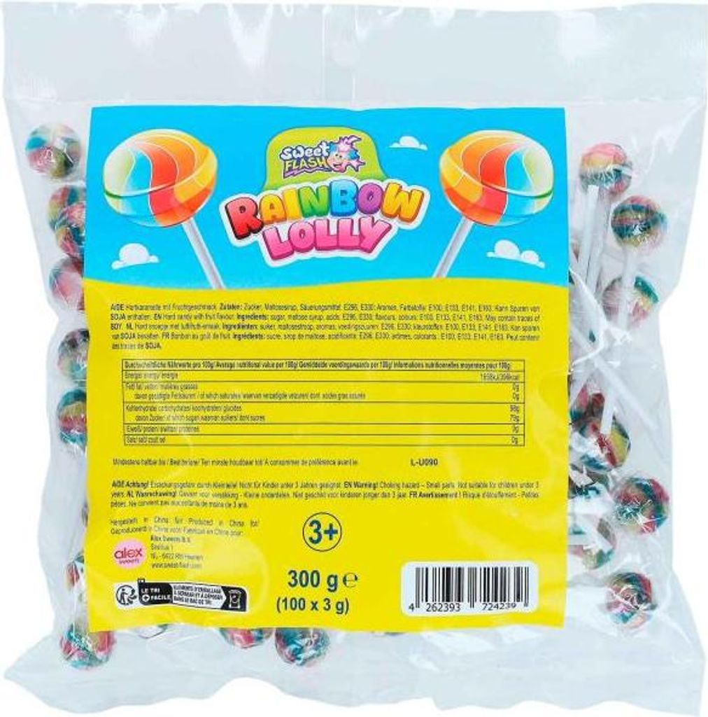 Sweet Flash Rainbow Lolly Mini 100er Produktbild 