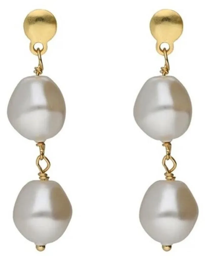 Boucles d'oreilles pendantes légères plaqué or perles synthétiques Séara chic