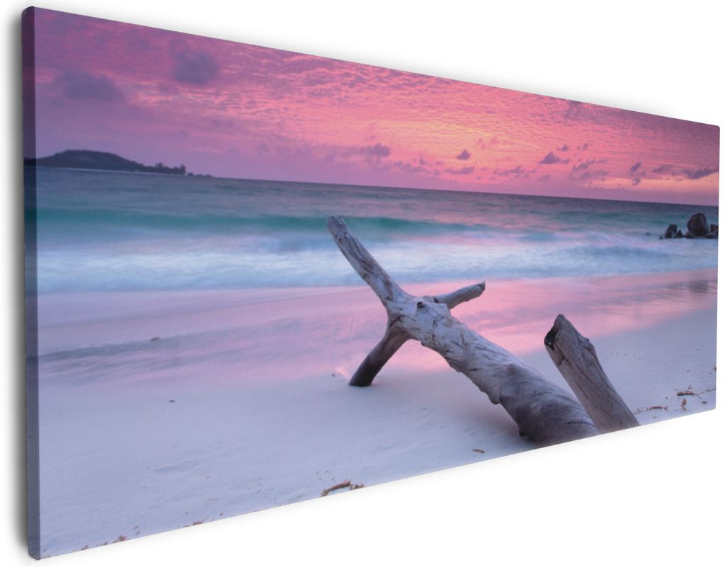 Wallario Premium Leinwandbild Abendhimmel bei Sonnenuntergang in Größe 50 x 125 cm