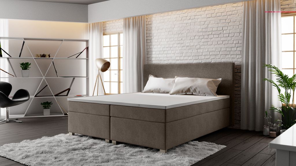 Roe Furniture | Boxspringbett - SIMPLE - 140x200 cm - Grau - Mit Bonell-Matratze - Doppelbett - Tagesbett - Bett Schlafzimmer - Gästebett