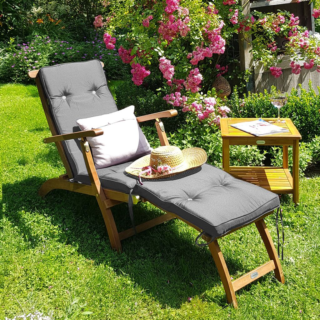 Liegestuhl Sonnenliege Holzliege Gartenliege Liege Relaxliege Deckchair Gartenmöbel Balkon Terrasse Garten 70,5 x 96 x 92 cm Adirondack Gartenstuhl mit Fußstütze 