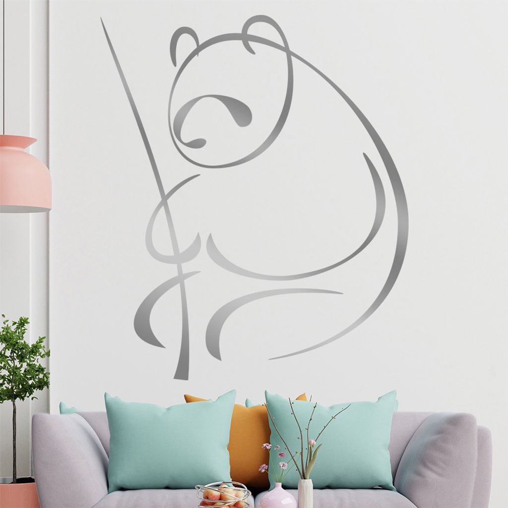 Panda Linien Wandtattoo in 6 Größen - Wandaufkleber Wall Sticker - Dekoration, Küche, Wohnzimmer, Schlafzimmer, Badezimmer