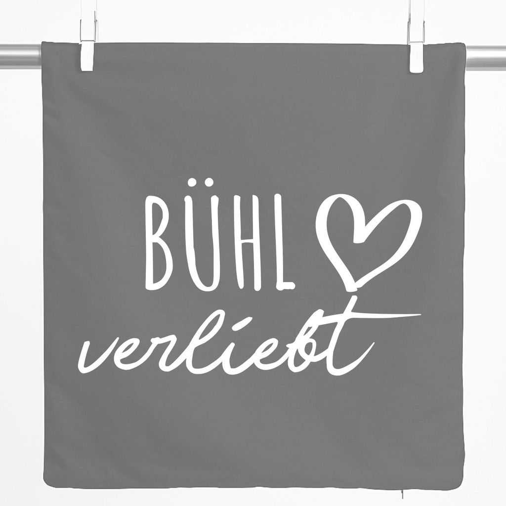 Huuraa Kissenbezug Bühl verliebt 40x40cm Steel Grey Baumwolle Dekokissenbezug Geschenkidee