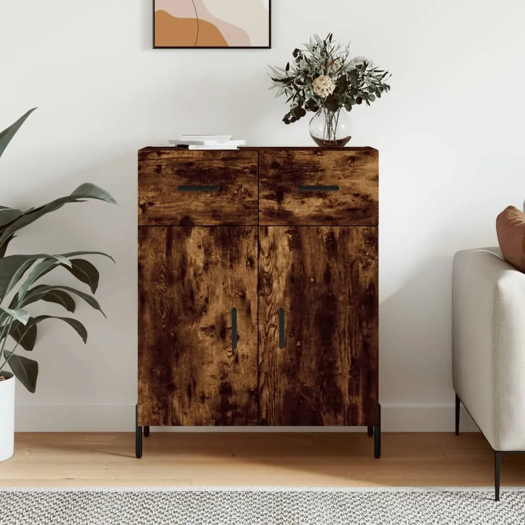 Credenza Moderna Highboard In Legno, Colore Rovere Artigianale, 40x40,5x135 Cm, Con Cassetto E Porta A Cerniera, Stile Minimalista