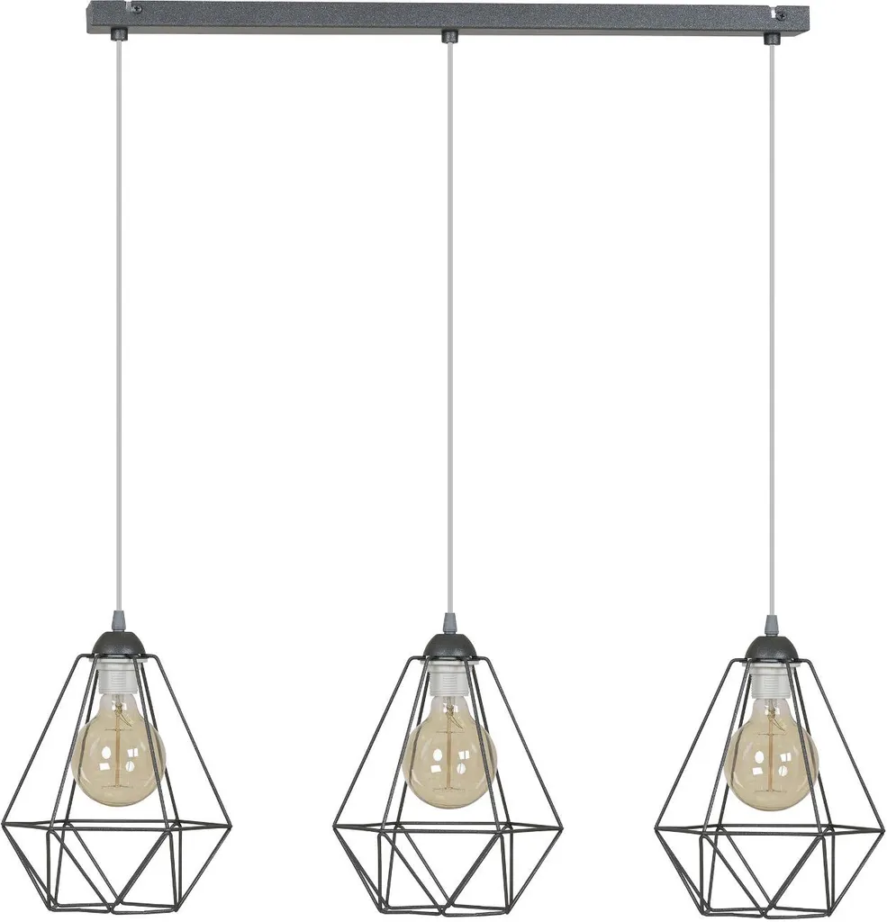 Suspension Diamond Loft Edison Industries en métal noir style industriel