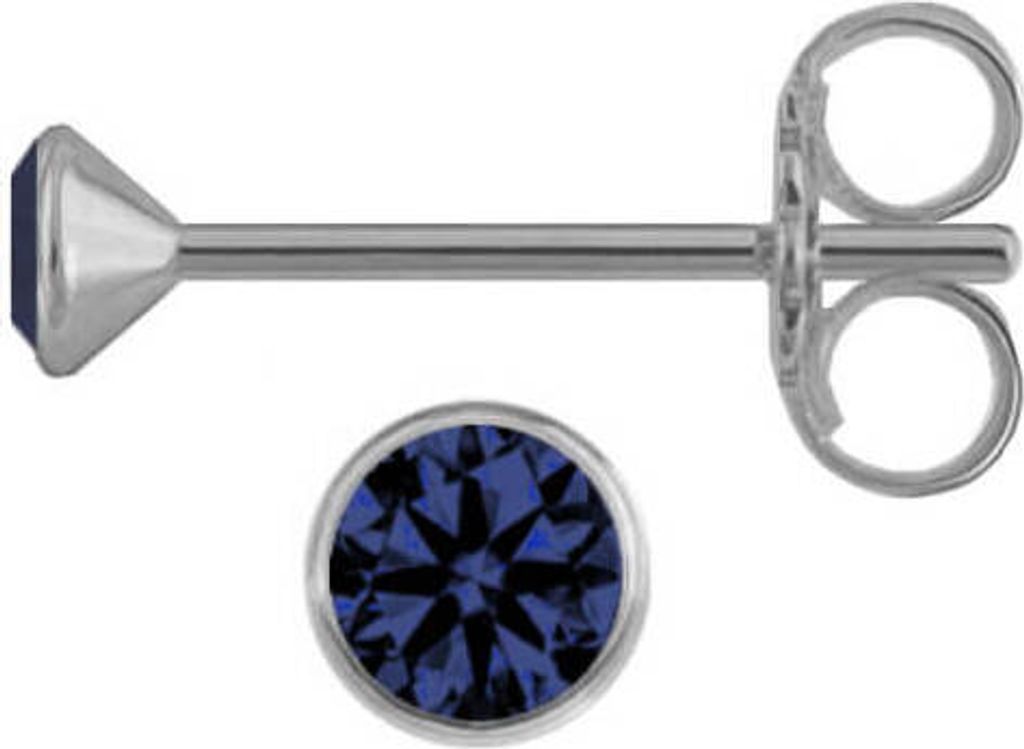 Kelchohrstecker 925 Sterling Silber mit Zirkonia in dunkelblau 2-5mm Größe - 2 mm