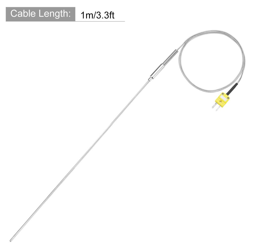 Typ K Thermoelement Temperaturfš¹hler mit Stecker, Meter Temperatursensor Fš¹hler -50 bis 1100¡ãC(-58 bis 2012¡ãF), 4x450mm 3.3ft Draht