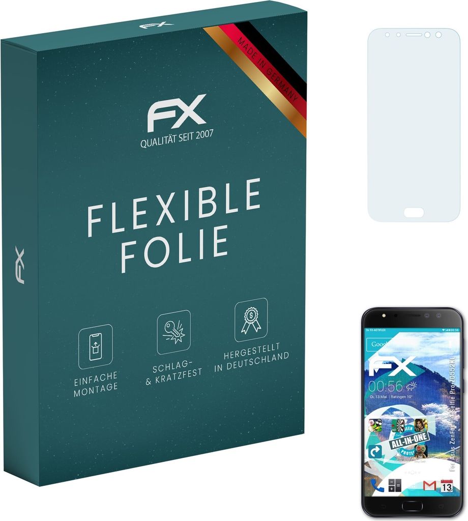 atFoliX FX-ActiFleX 3x Schutzfolie kompatibel mit Asus ZenFone 4 Selfie Pro (ZD552KL) Folie