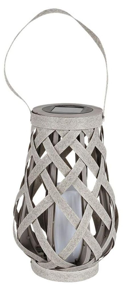 BURI Solar Gartenlaterne Rattanoptik Flackerkerze Produktbild 