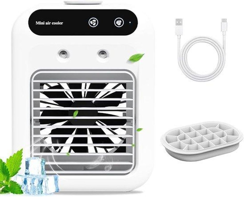 Portable Klimaanlage, 500 ml Wasserbehälter und Touchscreen - Verdampferkühler mit 2 Geschwindigkeiten, extrem leise Konstruktion für Schlafzimm...