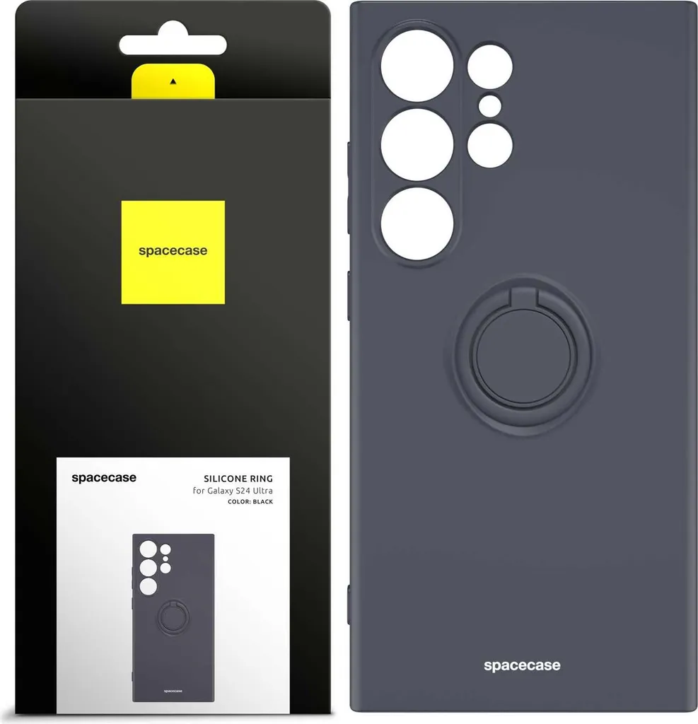Custodia Galaxy S24 Ultra Silicone SPACECASE con Anello Nero | Offerta