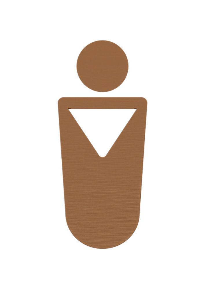 Herren WC Piktogramm Edelstahl in mehreren Farboptionen, Farbe:Kupfer