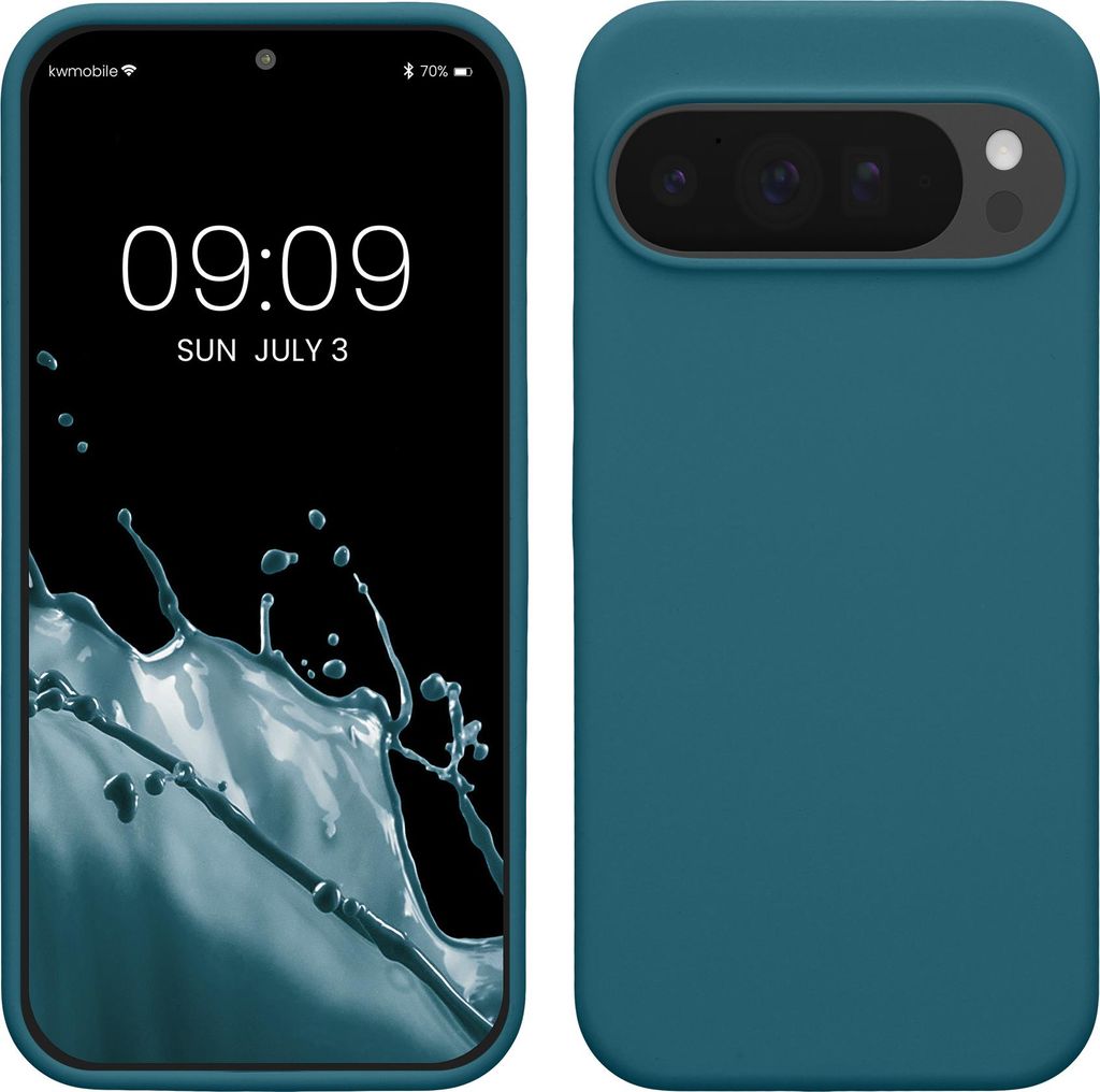 kwmobile Handyhülle für Google Pixel 10 Pro XL Hülle - Case Silikon - Kabelloses Laden - Schutzhülle Cover in Petrol matt