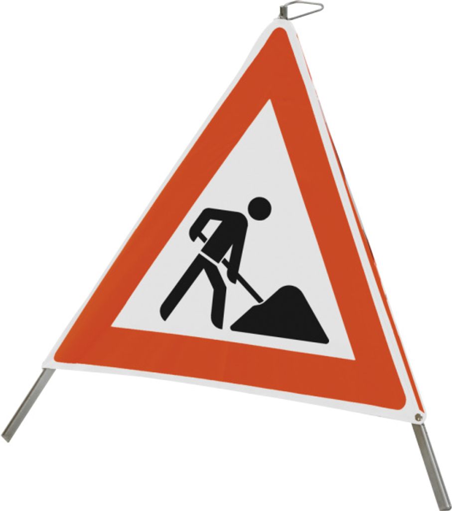 Faltsignal mit Symbol Baustelle, 700 mm Seitenlänge