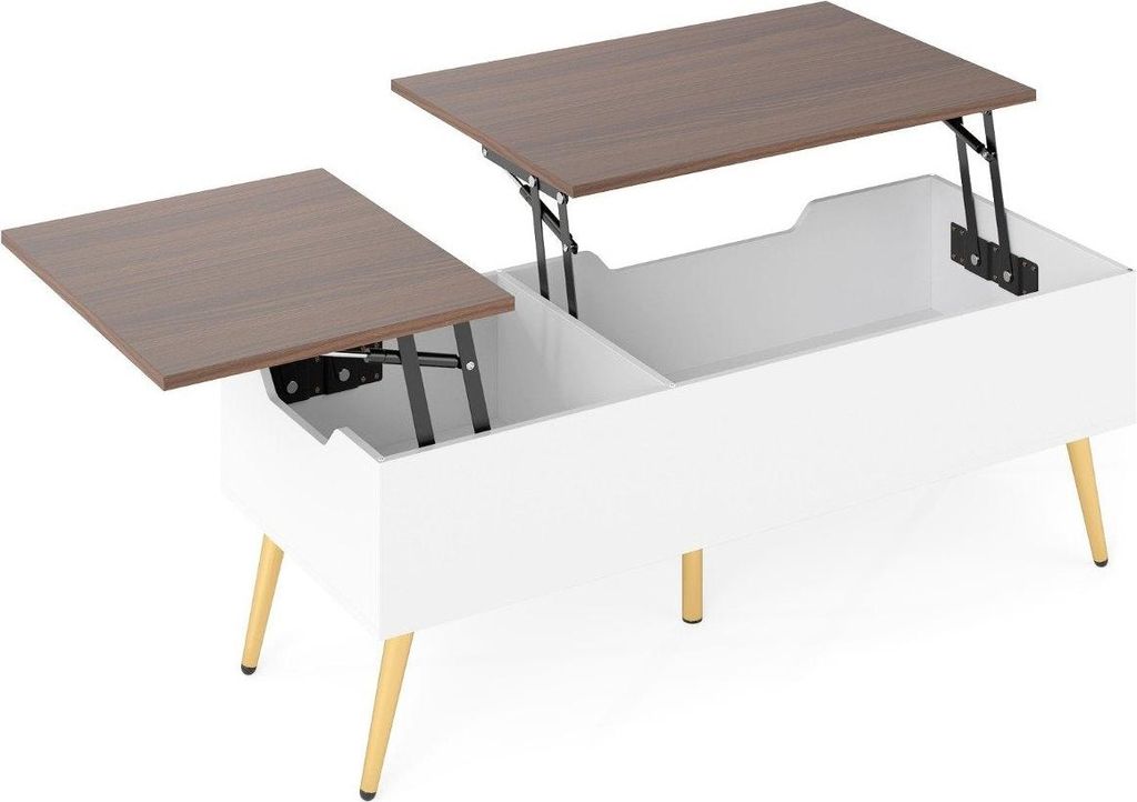Verstellbarer Couchtisch mit anhebbarer Platte und verstecktem Stauraum