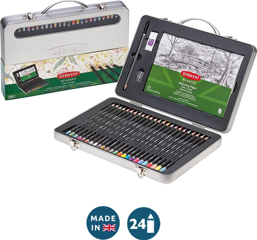 Derwent Academy Set Regalo 35 Pezzi - Custodia Metallo Portatile