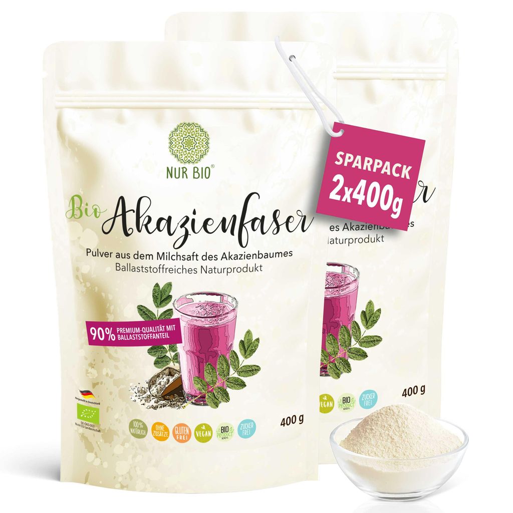 NUR BIO® Akazienfaser Pulver 2x 400 g Set Bio Gummi Produktbild 