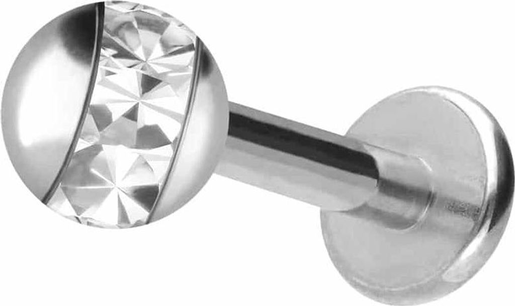 Ohrpiercing, Nasenpiercing Chirurgenstahl Labret EPOXY-RING-KUGEL Silber Stablänge: 8mm + Stabstärke: 1,6mm + Kugelgröße: 4mm