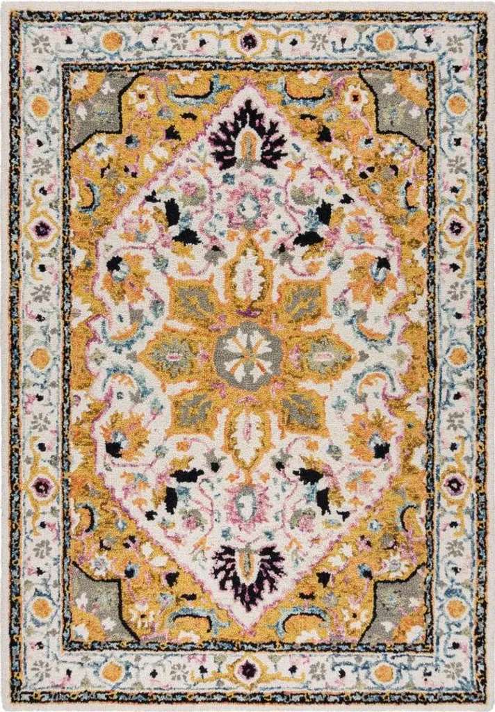 Tapis de Chambre 160 x 230 cm Wool Loop Dahlia Jaune Multicolore