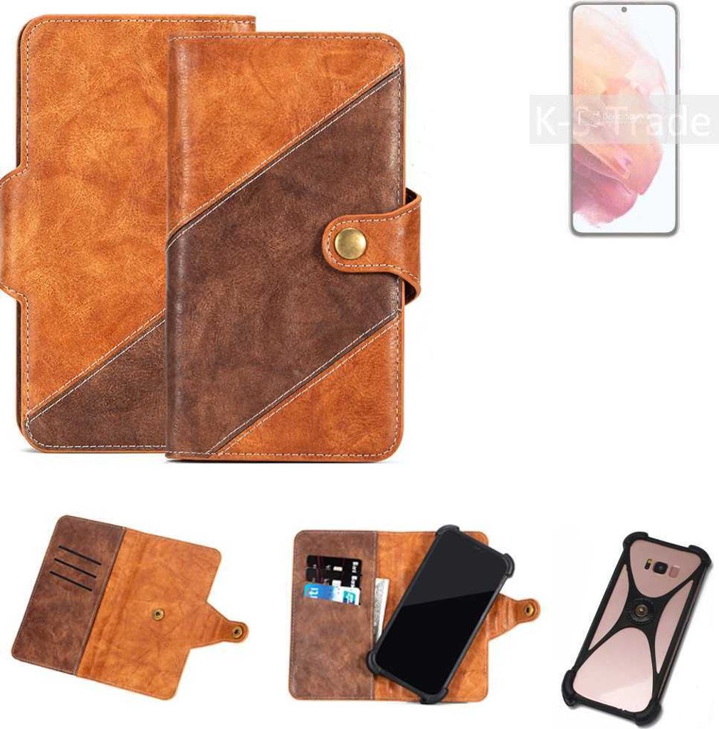 K-S-Trade Handyhülle Schutzhülle Bookstyle Case Wallet-Case kompatibel mit Samsung Galaxy S21 5G SD888 Cover Klapphülle Kantenschutz Smartphone