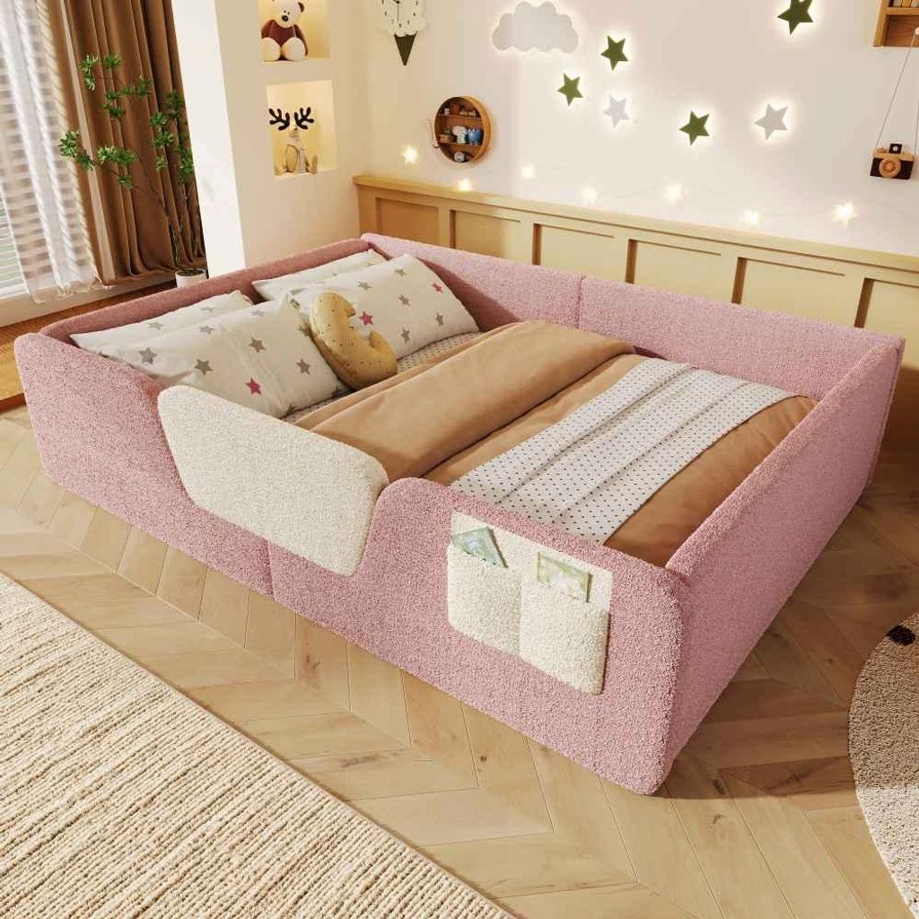 Elegantes Polsterbett mit Samtbezug, abnehmbaren Produktbild 