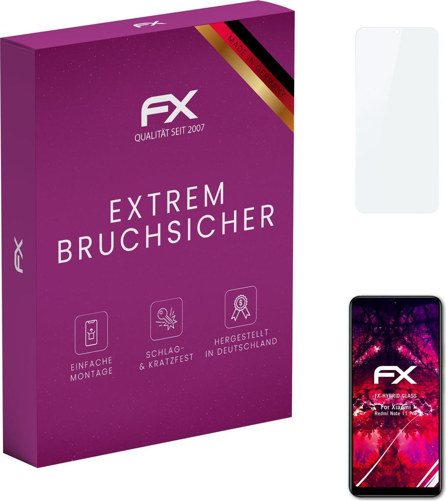 atFoliX FX-Hybrid-Glass Displayfolie kompatibel mit Xiaomi Redmi Note 11 Pro Glasfolie
