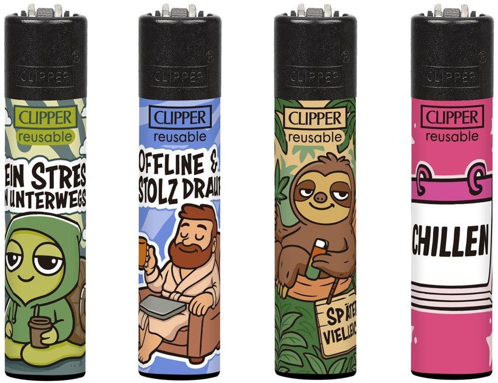 Clipper Feuerzeuge 4er Set Slow Life Society Produktbild 