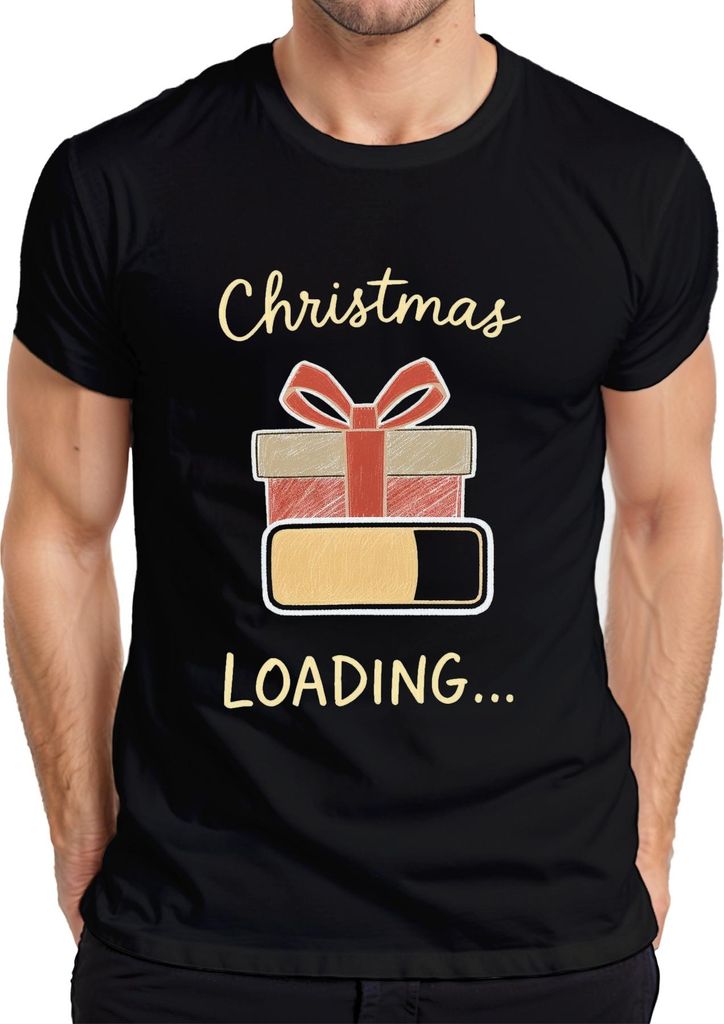 Christmas Loading Weihnachten Geschenk Ladebalken Advent Lustig Herren T-Shirt, Schwarz, S