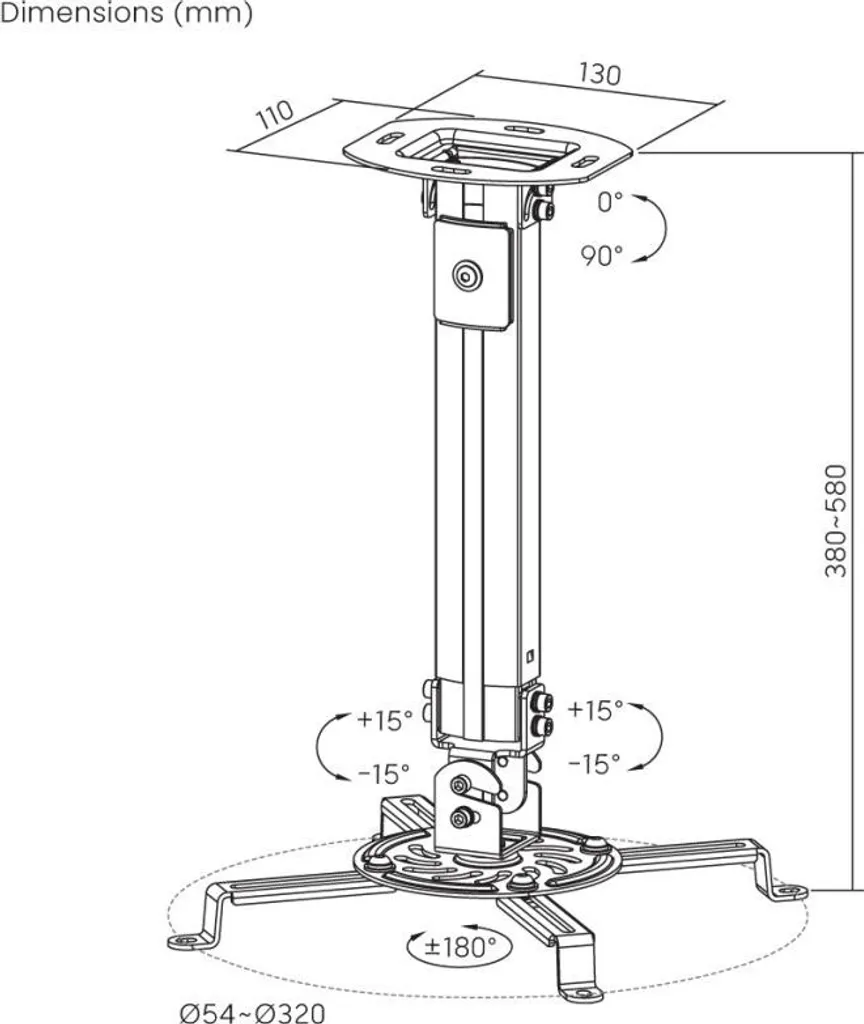 Fixation plafond vidéoprojecteur stable et ajustable Reflecta PROMETHEUS