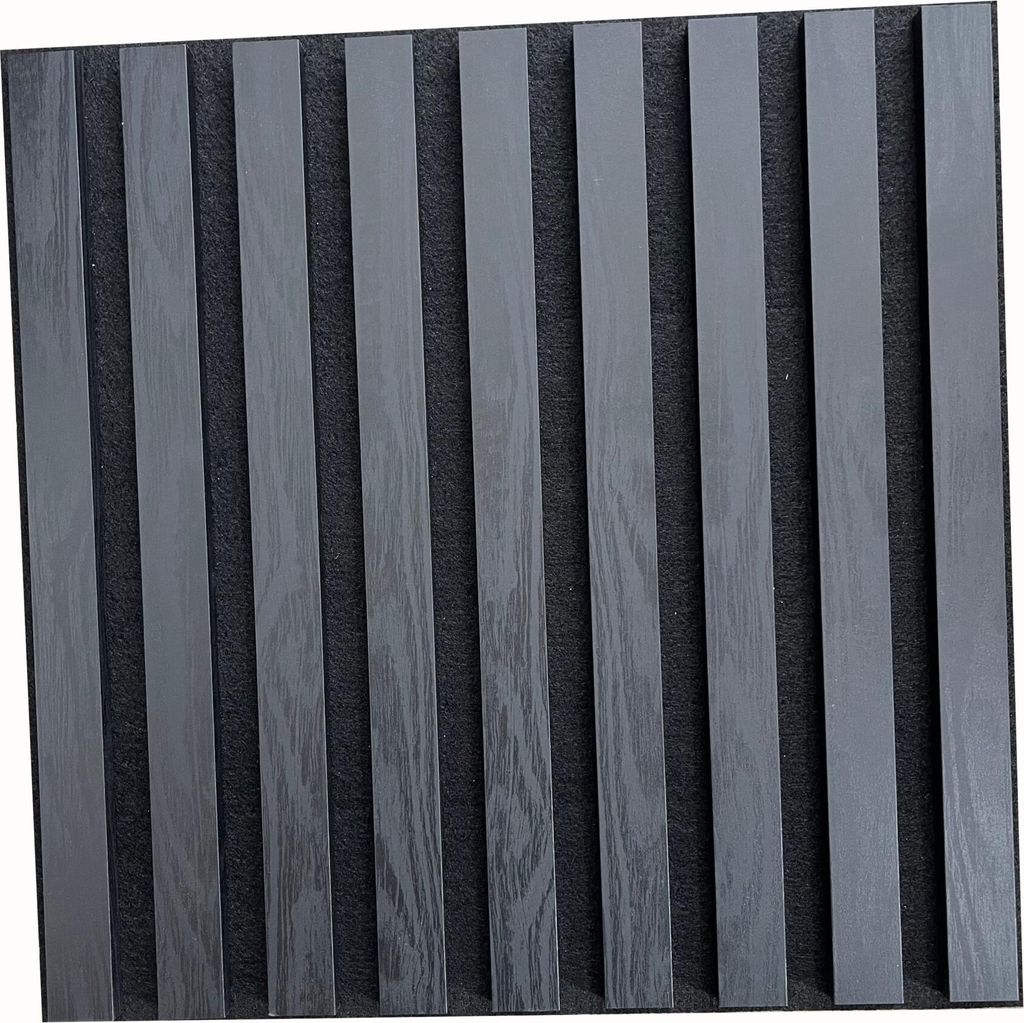 MEBANO. 6er-Set Akustikpaneele Holz 40x40 cm Schwarz Holzoptik Holzoptik 3D Wandpaneele aus Holzfunier und Filz Wandverkleidung Moderne Lamellenwand