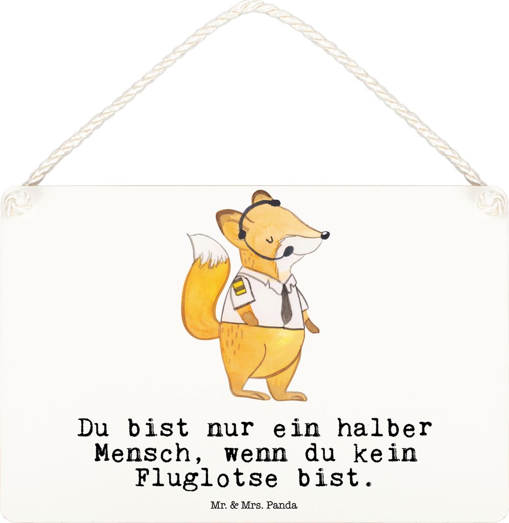 Mr. & Mrs. Panda wandtafel Fluglotse Herz DIN A6 - Weiß - Geschenk, Spruch, Ausbildung, Lustig, holzbild, Witzig, Deko Wandbild, Türschild, Holz,...