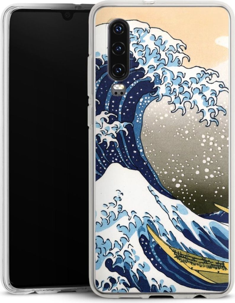 DeinDesign Handyhülle für Huawei P30 Silikon Hülle Case Smartphone Schutzhülle Katsushika Hokusai Kunst Die große Welle vor Kanagawa