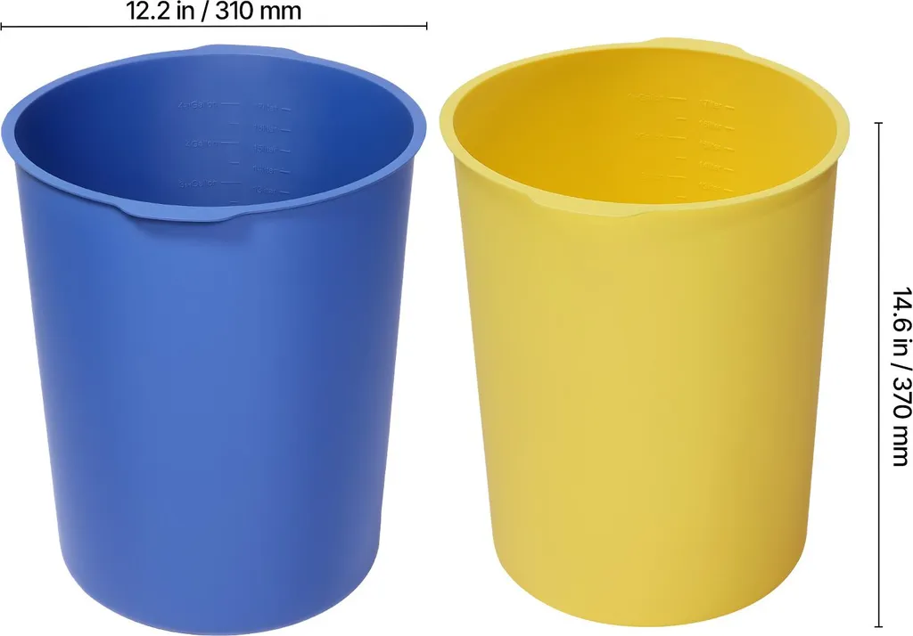 VEVOR, 18,9 L, inserto per secchio in silicone per miscela di calcestruzzo, riutilizzabile, per la miscelazione di malta a letto sottile, vernice, calcestruzzo e resina epossidica, rivestimento per secchio, sicuro per gli alimenti, 2 pezzi, blu/giallo - 8