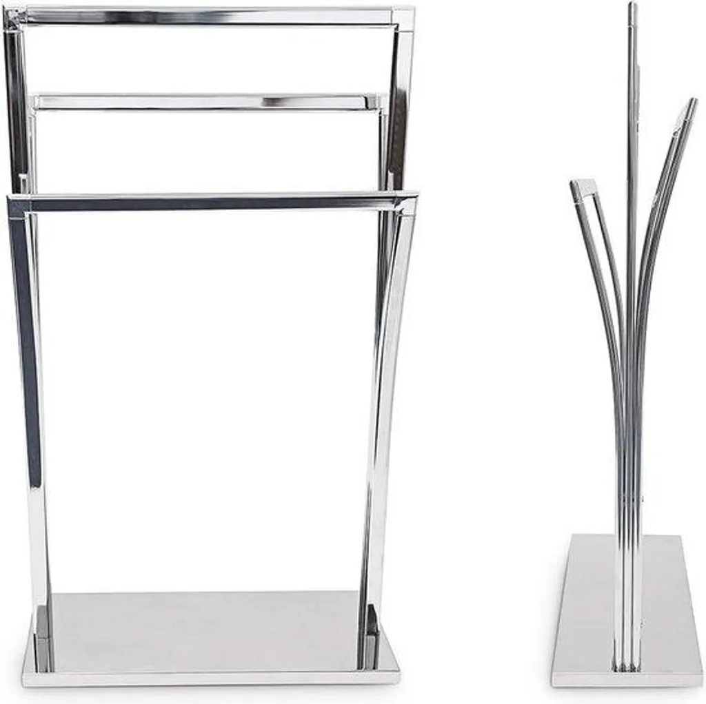 Porte-serviettes 3 barres argenté en inox - Structure autoportante